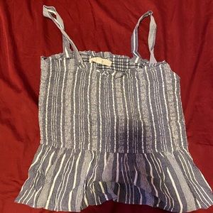 Loft Striped Tank Top Blue Grey and White Stripes Size Medium Shirt Blouse